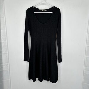 Rachel Rachel Roy Women's Black Jacquard Knit Long Sleeve Fit & Flare Dress M